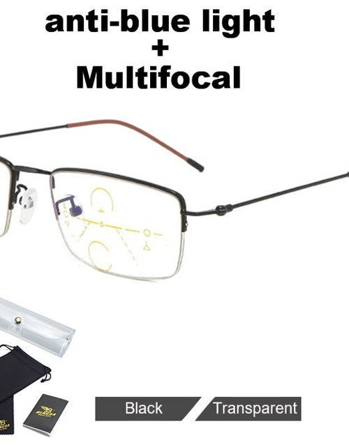 Load image into Gallery viewer, Ultra Light Anti Blue Light Reading Glasses Men Progressive Multifocal Looking Far And Near Eyeglasses Elderly Business Glasses
