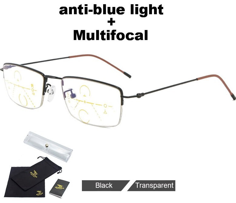 Ultra Light Anti Blue Light Reading Glasses Men Progressive Multifocal Looking Far And Near Eyeglasses Elderly Business Glasses