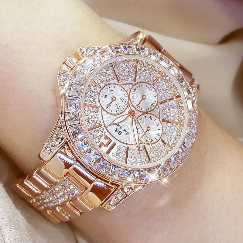 2023 Women Watches Quartz Diamond Luxury Watch Fashion Top Brand Wristwatch Fashion Watch Ladies Crystal Jewelry Rose Gold Watch