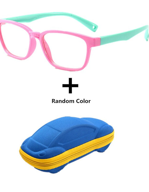 Load image into Gallery viewer, Anti blue Light Kids Glasses Boys Girls Optical Frame Computer Transparent Glasses Children Silicone Soft Eyeglasses +Car Case
