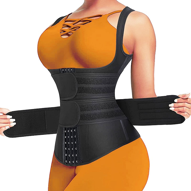 Waist Trainer Body Shaper for Women Plus Size 2 Straps Steel Bones Workout Sauna Trimmer Neoprene Slimming Exercise Corset Tops