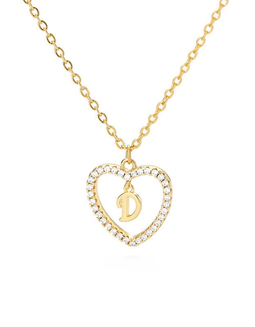 Load image into Gallery viewer, Heart Initial Necklace For Women Hollow Zircon Alphabet Necklaces Letter Pendant 2022 Trend Couple Jewelry Gift collier femme
