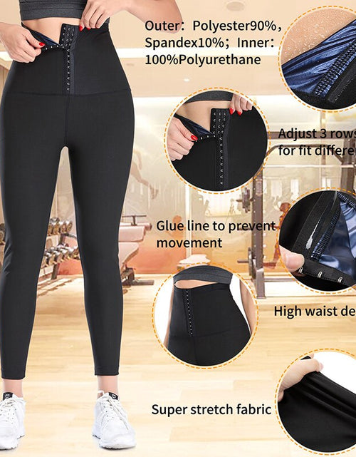 Load image into Gallery viewer, Women&#39;s Sweat Leggings Waist Trainer Body Shaper Sauna Compression High Waist Sport Pants For Weight Loss Slimming Shapewear
