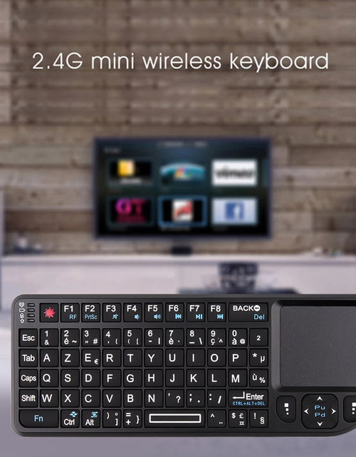 Load image into Gallery viewer, HOT Mini 2.4G RF Wireless Keyboard Spanish French Russian English Keyboard Backlight Touchpad Mouse for PC Notebook Smart Tv Box
