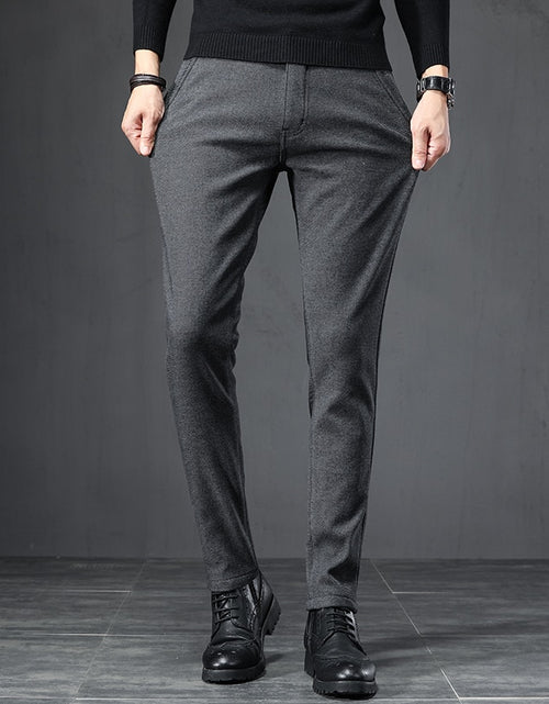 Load image into Gallery viewer, 2022 Spring Autumn Business Dress Pants Men Elastic Waist Frosted Fabric Casual Trousers Formal Social Suit Pant Costume Homme
