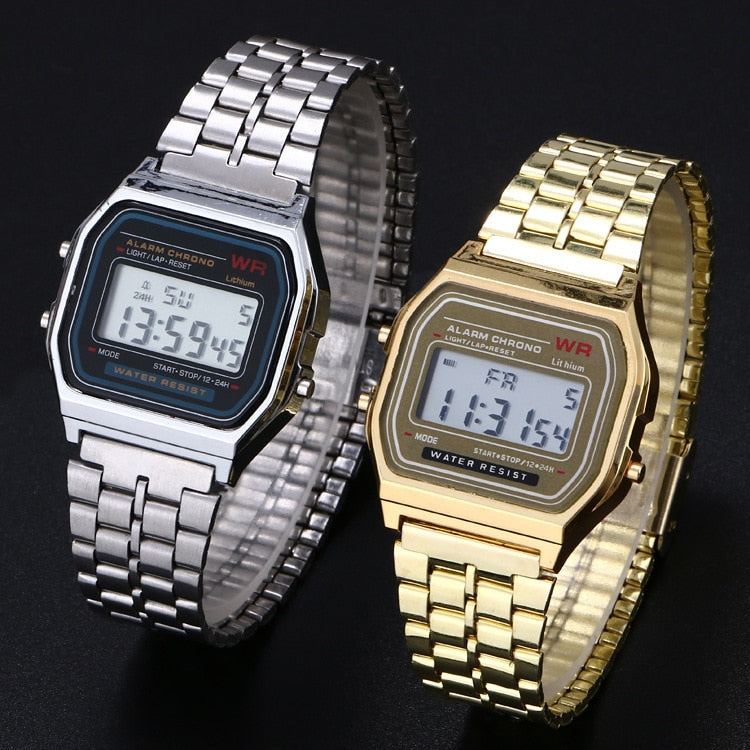 Steel Strap Watches Women Watch Men Business Clock Multifunction LED Digtal Sports Wrist Watch Electronic Clock