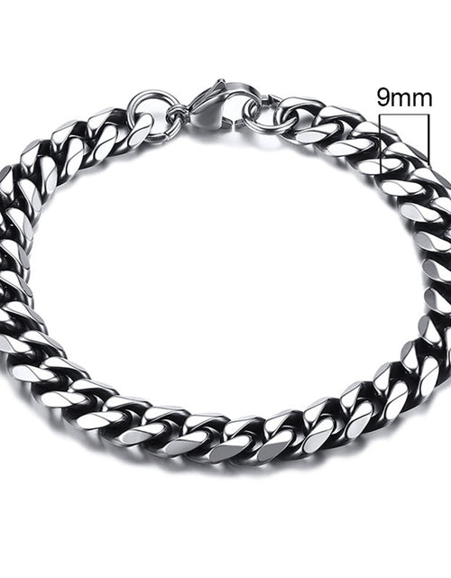 Load image into Gallery viewer, Mens Simple 3-11mm Stainless Steel Curb Cuban Link Chain Bracelets for Women Unisex Wrist Jewelry Gifts
