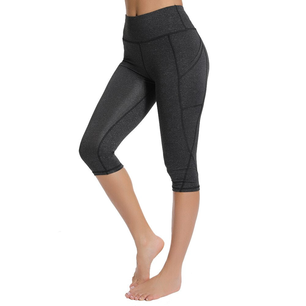 Calf-length Pants With Pocket Fitness Women Leggings High Waist 3/4 Yoga Pants Squat Proof Workout Tights Gym Girl Clothing