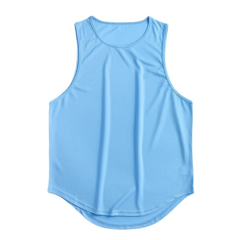 Gym Tank Top Men Mesh Quick Dry Bodybuilding Sleeveless Shirt Fitness Singlets Basketball Sportswear Muscle Vest Summer Clothing