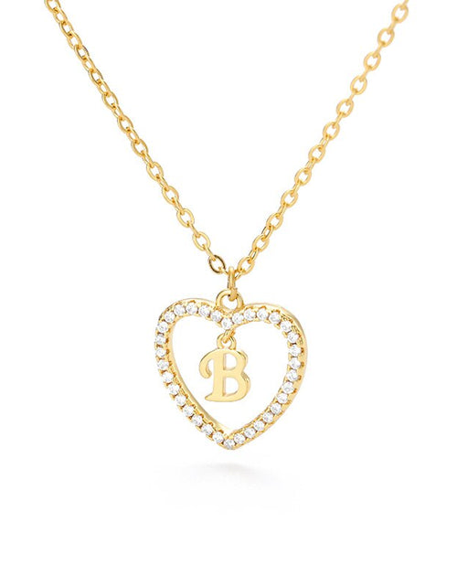 Load image into Gallery viewer, Heart Initial Necklace For Women Hollow Zircon Alphabet Necklaces Letter Pendant 2022 Trend Couple Jewelry Gift collier femme
