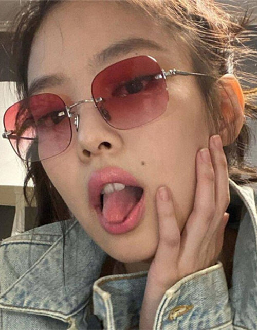 Load image into Gallery viewer, Retro Metal Square Sunglasses Anti-blue Light Brand Designer Sun Glasses For Women Alloy Mirror Female Frameless Flat Mirror
