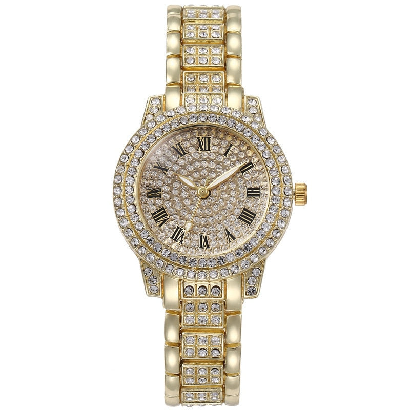 Hot Fashion Women Luxury Diamond Watches Bracelet Ladies Quartz Watch Rose Gold Womens Wristwatch Shiny Crystal Reloj Mujer