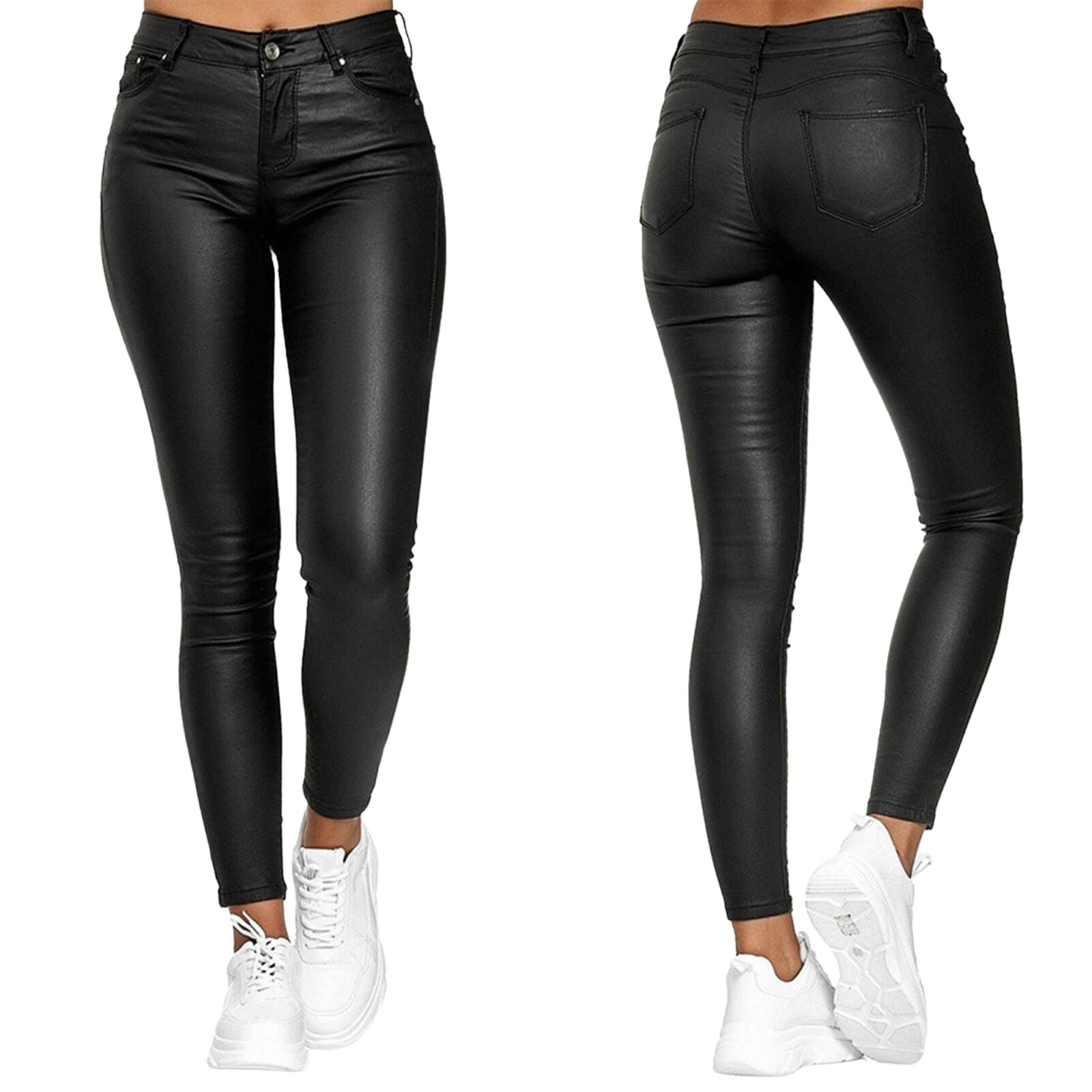 WomenLeather Pants Black Sexy Stretch Bodycon Trousers Women High Waist Long Casual Pencil Pants Plus Size S-3XL