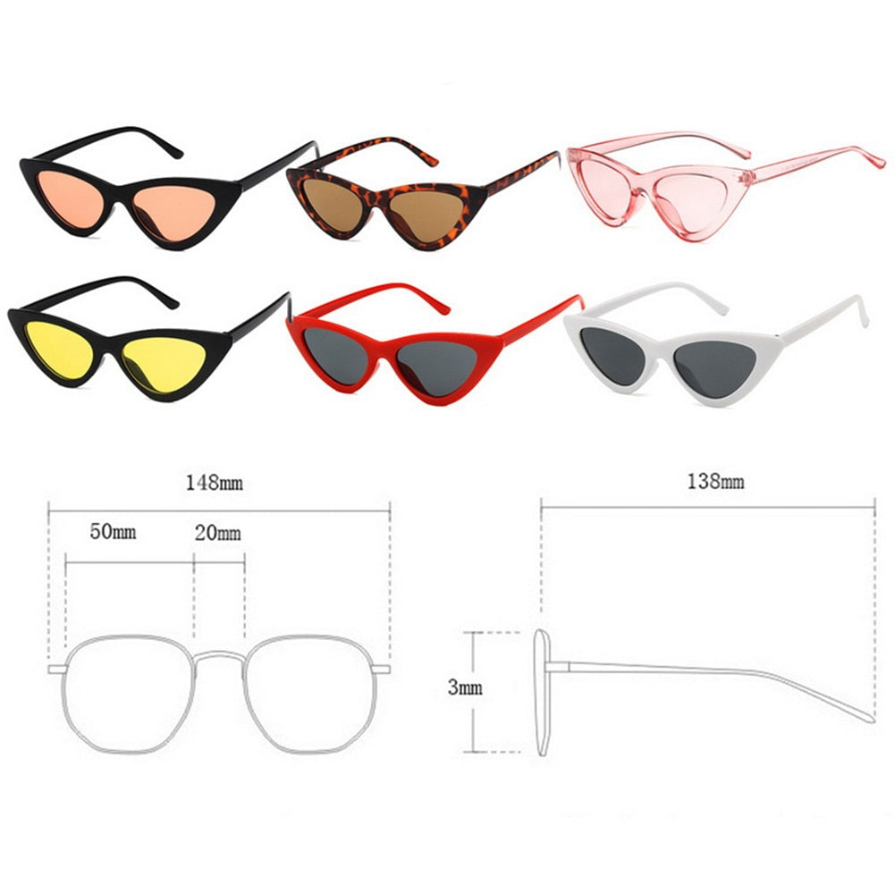 1pc Riding Fishing Sunglasses Retro Vintage Sunglasses Fashion Cateye Goggles Sexy Small Cat Eye Sun Glasses for Women UV400