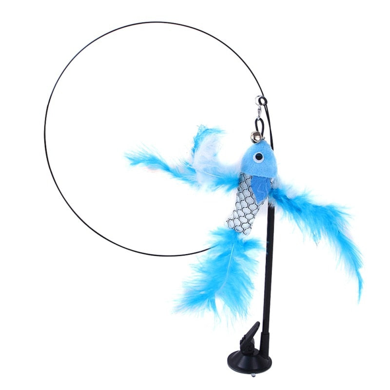 Interactive Cat Toy Funny Simulation Feather Bird with Bell Cat Stick Toy for Kitten Playing Teaser Wand Toy Cat Supplies