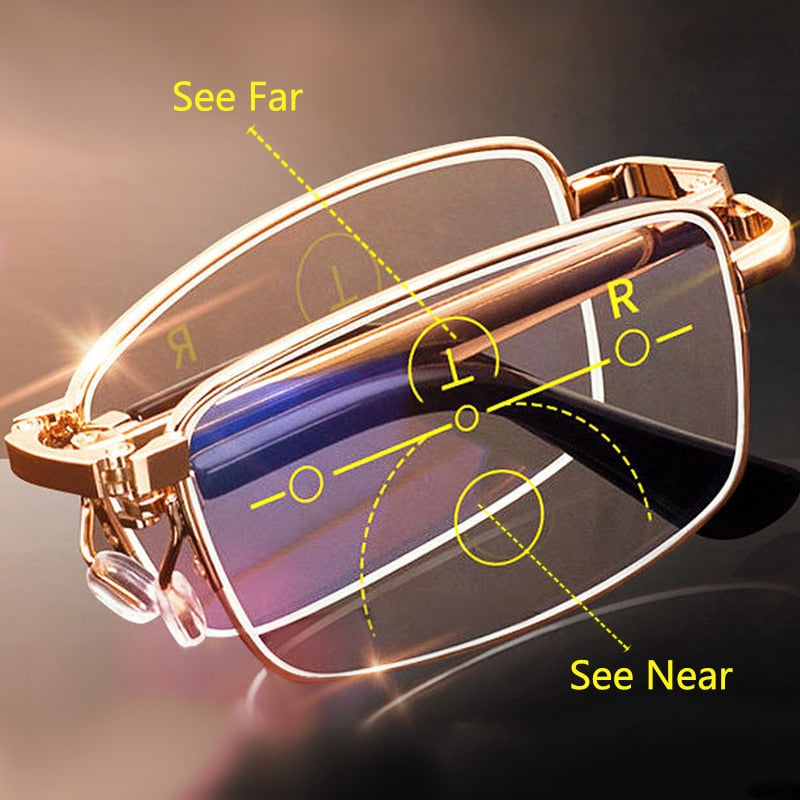 Folding Glasses for Elderly Anti Blue Light Reading Glasses Men Progressive Multifocal Reading Glasses Women Presbyopia