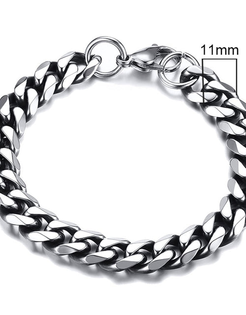 Load image into Gallery viewer, Mens Simple 3-11mm Stainless Steel Curb Cuban Link Chain Bracelets for Women Unisex Wrist Jewelry Gifts
