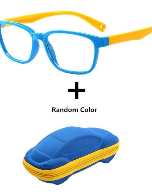 Load image into Gallery viewer, Anti blue Light Kids Glasses Boys Girls Optical Frame Computer Transparent Glasses Children Silicone Soft Eyeglasses +Car Case
