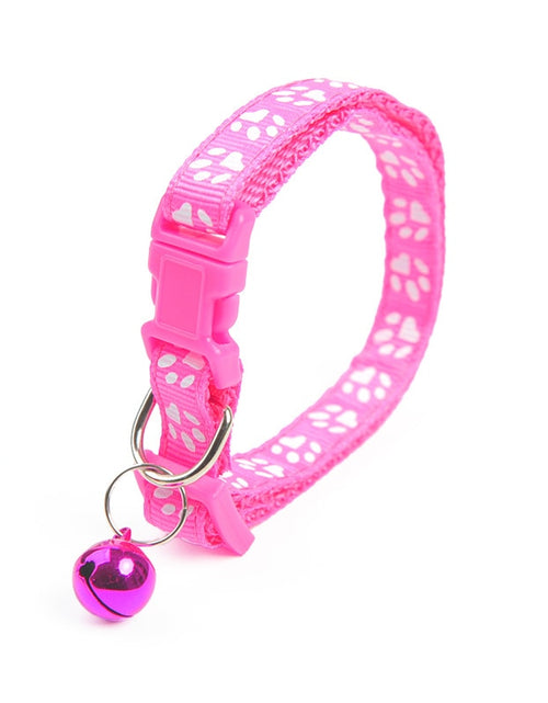 Load image into Gallery viewer, 1Pc Colorful Cute Bell Collar Adjustable Buckle Cat Collar Pet Supplies Footprint Personalized Kitten Collar Small Dog Accessory
