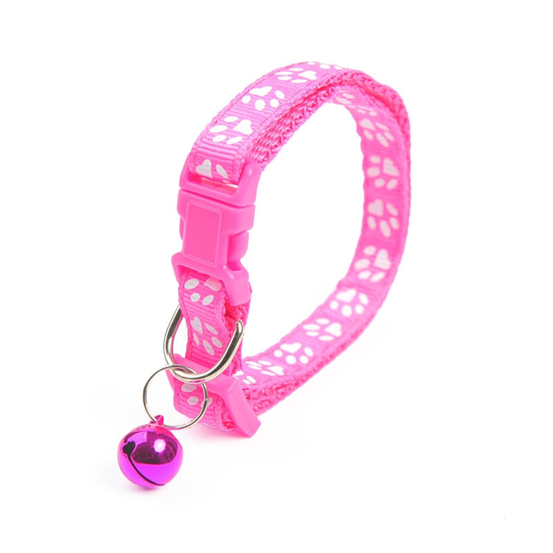 1Pc Colorful Cute Bell Collar Adjustable Buckle Cat Collar Pet Supplies Footprint Personalized Kitten Collar Small Dog Accessory