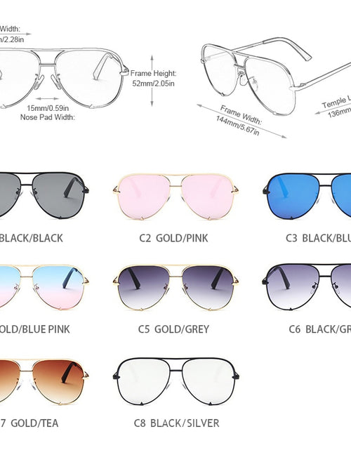 Load image into Gallery viewer, Sunglasses Women Fashion Alloy Pilot Sun Glasses Men Gradient Lens Driving Shades Ladies UV400
