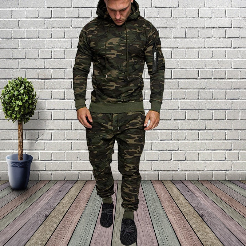 Tracksuit Military Hoodie 2 Pieces Sets Costom Your Logo Camouflage Muscle Man Autumn Winter Tactical Sweat Jacket Pants