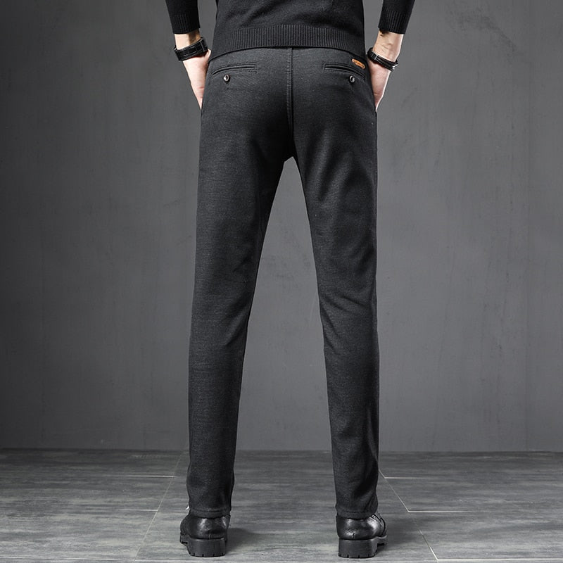 2022 Spring Autumn Business Dress Pants Men Elastic Waist Frosted Fabric Casual Trousers Formal Social Suit Pant Costume Homme