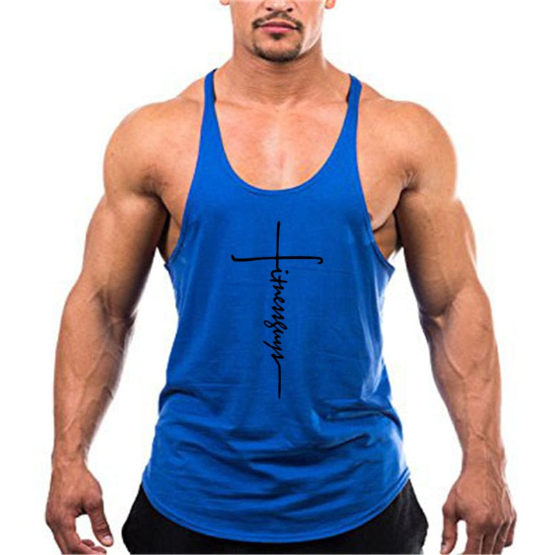 Gym Stringer Tank Top Men Bodybuilding Clothing Cotton Sleeveless Shirt Man Fitness Vest Singlet Sportwear Workout Tanktop