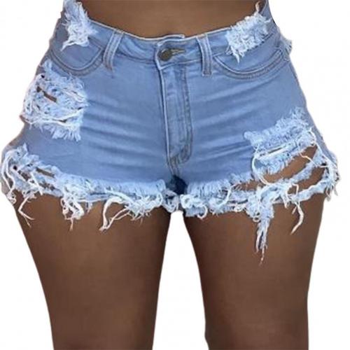 Load image into Gallery viewer, Sexy High Waist Ladies Denim Shorts 2021 Summer New Women&#39;s Ripped Hollow Out Hole Streetwear Plus Size Shorts Jeans
