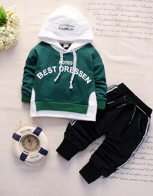 Load image into Gallery viewer, New Spring Autumn Cotton Boys Clothes Outfit Kids Baby Sports Hooded Tops Pants 2pcs Sets Fashion Children Casual Tracksuits
