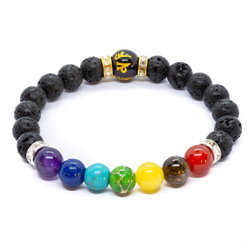 Beads Bracelet for Men Natural Volcanic Stone Bead Tibetan Buddha chakra Lava Stone Diffuser Bracelets Men Fashion New Jewelry