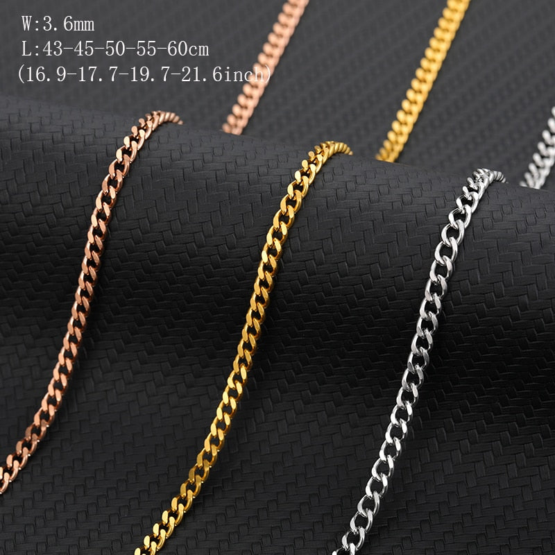 Stainless Steel Necklace for Men Women Curb Cuban Link Chain Chokers Vintage Gold Golor Chains Christmas Gift