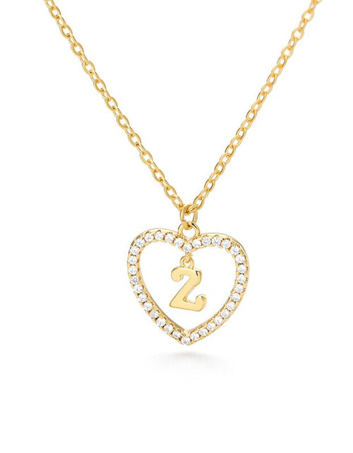 Load image into Gallery viewer, Heart Initial Necklace For Women Hollow Zircon Alphabet Necklaces Letter Pendant 2022 Trend Couple Jewelry Gift collier femme
