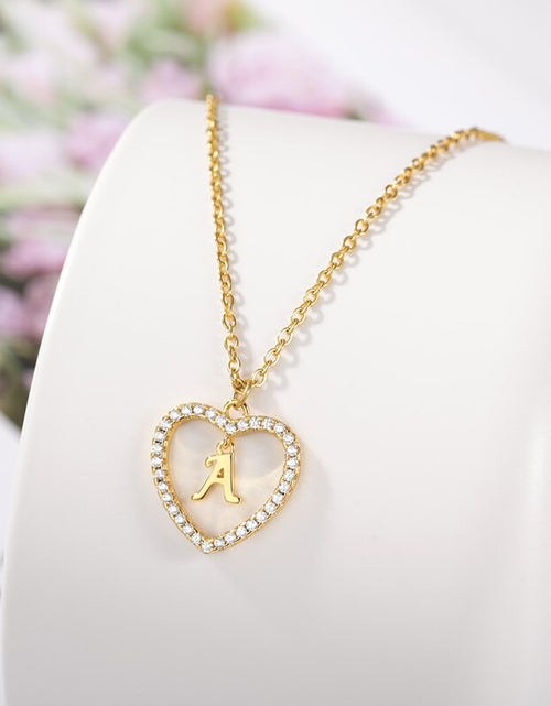 Load image into Gallery viewer, Heart Initial Necklace For Women Hollow Zircon Alphabet Necklaces Letter Pendant 2022 Trend Couple Jewelry Gift collier femme
