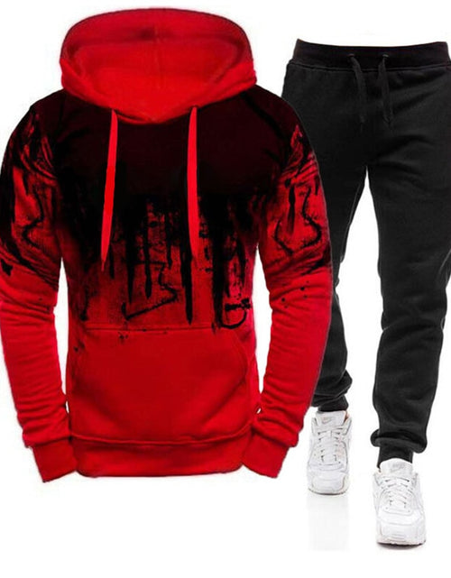 Load image into Gallery viewer, 2Pcs Suit Spring Autumn Men&#39;s Sweatshirt Set Splash Ink Hoodies+Tracksuit Pants Casual Fitness Male Sportswear S-4XL Wholesale
