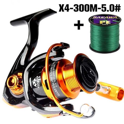 Load image into Gallery viewer, BAKAWA NEW Fishing Metal Spool Reel 1000~7000 Series 13 BB Accessories Metal Spool Spinning Wheel For Saltwater Carp Pesca
