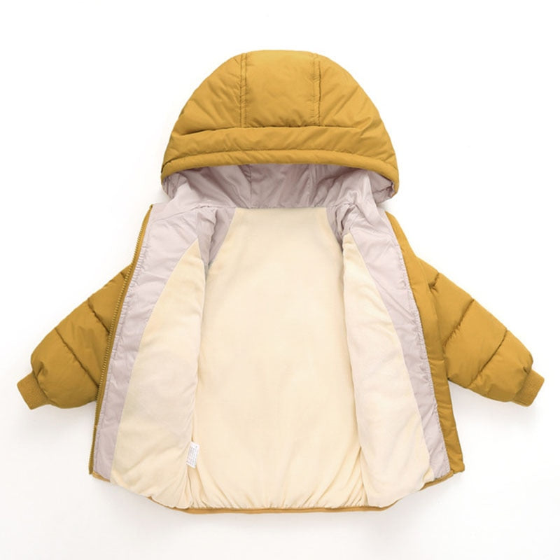 Autumn Winter New Children Down  Jacket Boys Girls Fashion Thick Warm Jacket Baby Hooded Warm Outwear Kids Cotton Coat 2-7 Year