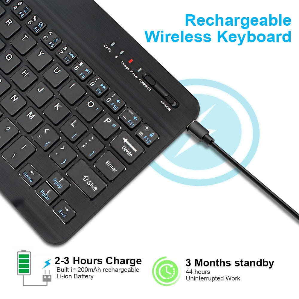 Mini Wireless Keyboard Bluetooth Keyboard For ipad Phone Tablet Russian Spainish Rechargeable keyboard For Android ios Windows