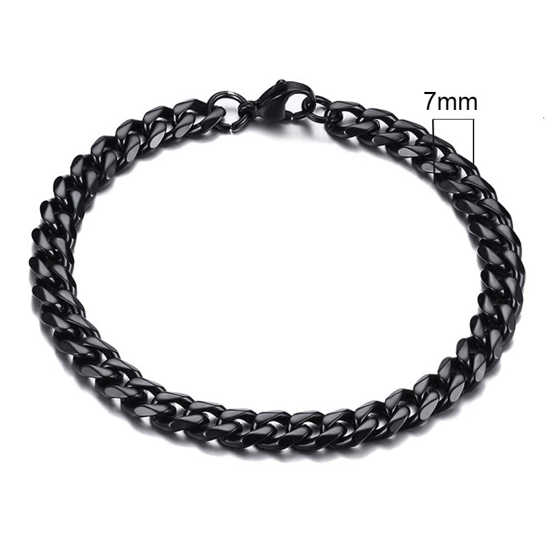 3-11mm Chunky Miami Curb Chain Bracelet for Men, Stainless Steel Cuban Link Chain Wristband Classic Punk Heavy Male Jewelry