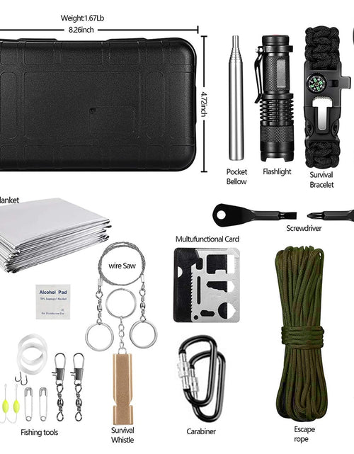 Load image into Gallery viewer, 15 IN 1 Survival Kit Set Camping Travel Multifunction Tactical Defense Equipment First Aid SOS Wilderness Adventure
