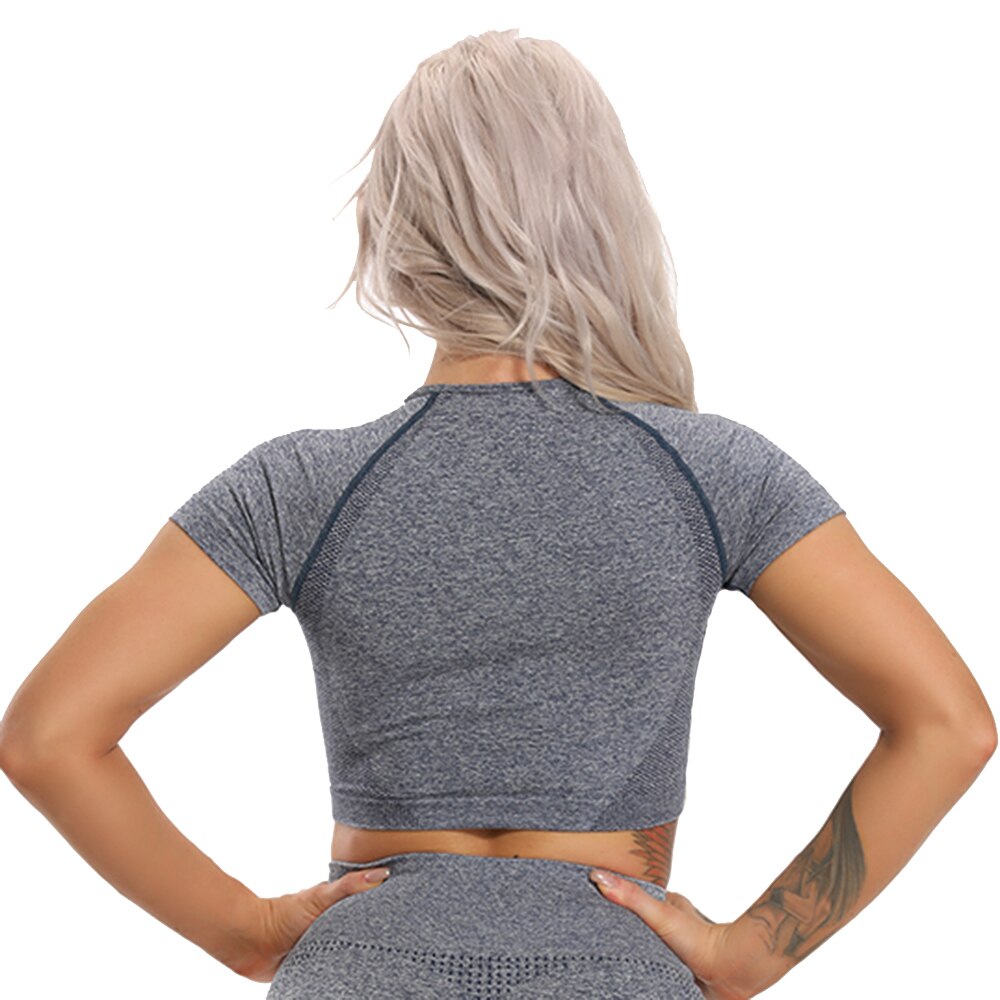 Seamless Yoga Tops Fitness Women Short Sleeve Crop Top Solid Sportswear Workout Yoga Shirt Gym Running Sports Cycling T-shirts