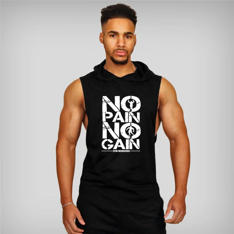 Gyms Clothing Mens Bodybuilding Hooded Tank Top Cotton Sleeveless Vest Sweatshirt Fitness Workout Sportswear Tops Male