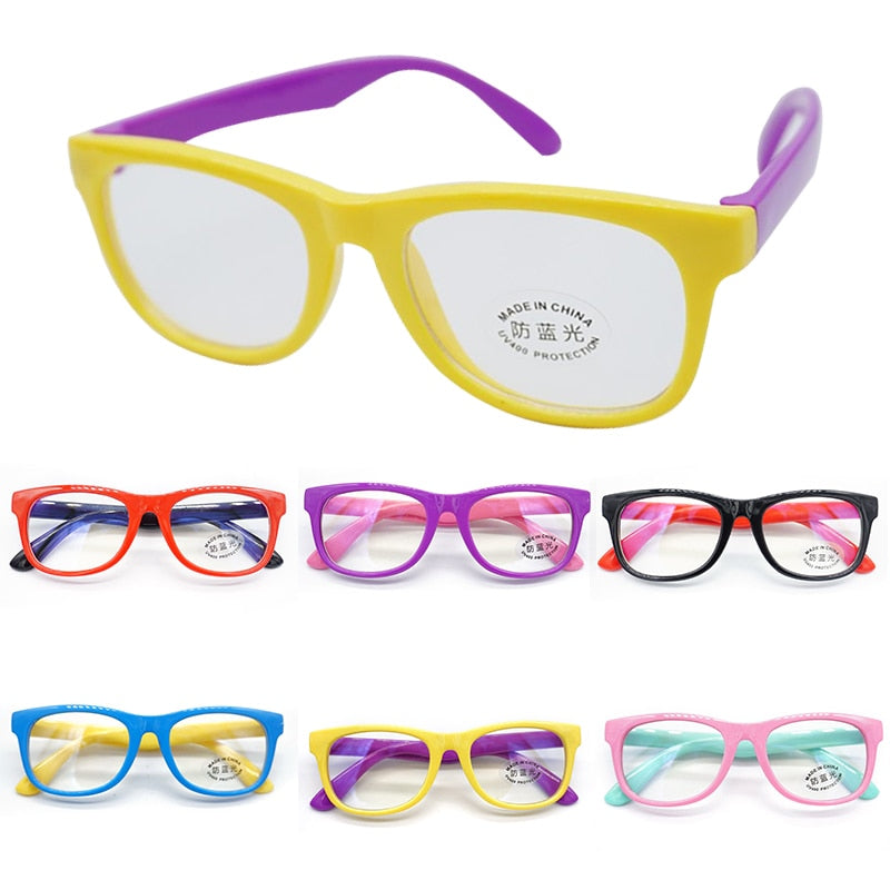 2022 TR90 Round Blue Light Kids Glasses Silicone Flexible Optical Frame Boys Girls Computer Transparent Blocking Eyeglasses