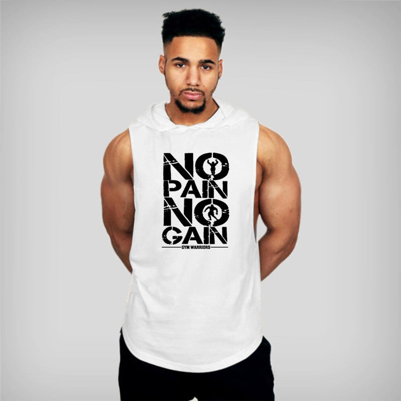 Gyms Clothing Mens Bodybuilding Hooded Tank Top Cotton Sleeveless Vest Sweatshirt Fitness Workout Sportswear Tops Male