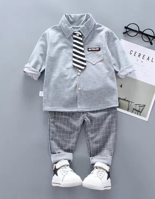 Load image into Gallery viewer, Children Kids Gentleman Clothing Suit Birthday Wedding Party Elegant Set Baby Boy Casual Wear Striped Shirt Vest Pants Costume
