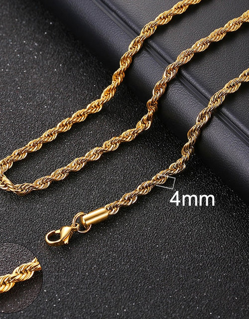 Load image into Gallery viewer, Cuban Chain Necklace for Men Women, Basic Punk Stainless Steel Curb Link Chain Chokers,Vintage Gold Tone Solid Metal Collar
