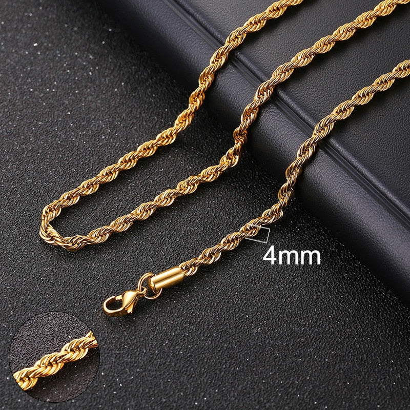 Cuban Chain Necklace for Men Women, Basic Punk Stainless Steel Curb Link Chain Chokers,Vintage Gold Tone Solid Metal Collar