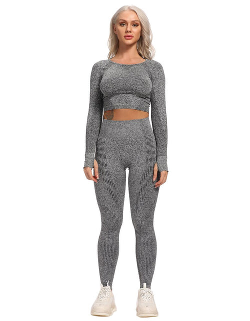 Load image into Gallery viewer, Seamless Yoga Set Fitness Women&#39;s Tracksuit Female Long Sleeve Crop Top High Waist Sports Leggings Workout Suits Gym Sportswear
