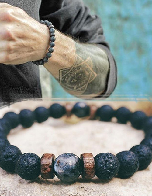 Load image into Gallery viewer, Beads Bracelet for Men Natural Volcanic Stone Bead Tibetan Buddha chakra Lava Stone Diffuser Bracelets Men Fashion New Jewelry
