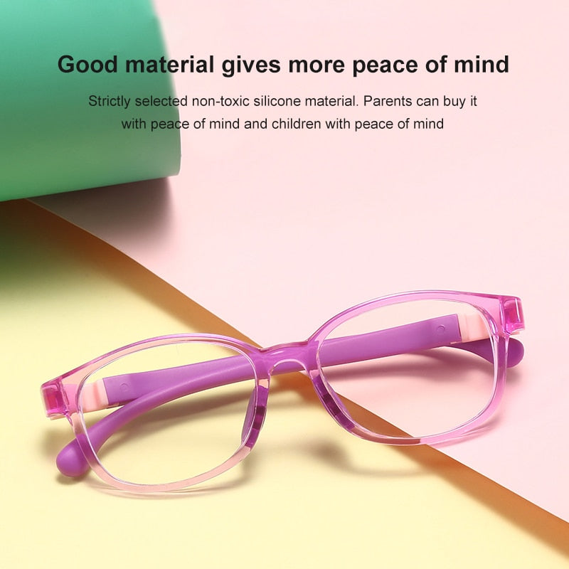 Anti Blue Light Kids Glasses Children Boy Girls Computer Transparent Blocking Reflective Eyeglasses silicone Soft Frame Eyewear